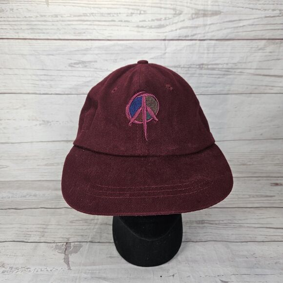 Vintage KC Caps Head Shots Strapback Masterpeace Peace Sign Embroidered Burgundy - Picture 1 of 9